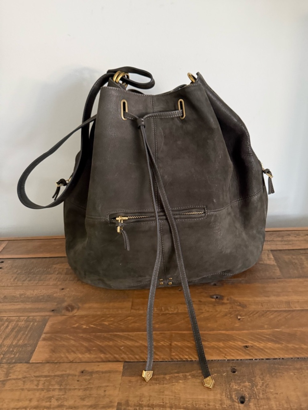 Jerome Dreyfuss  Alain Suede type Leather  green shoulder bag
